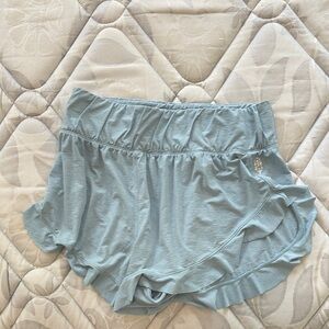 Free People Blue Athletic Shorts with Ruffled Hem